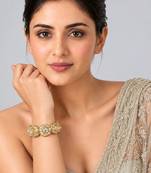 Gold plated moissanite polki statement bracelet kada