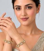 Gold plated moissanite polki bangle set