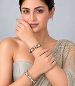 Gold plated moissanite polki bangle set