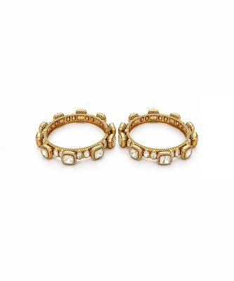 Gold plated moissanite polki bangle set 2