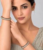 Gold plated moissanite polki bangle set