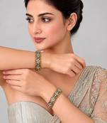 Gold plated floral cluster moissanite polki bangles
