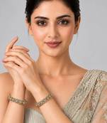 Gold plated round motif moissanite polki bangles