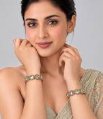 Gold plated classic moissanite polki statement bangles