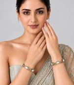 Gold plated oval moissanite polki statement bangles