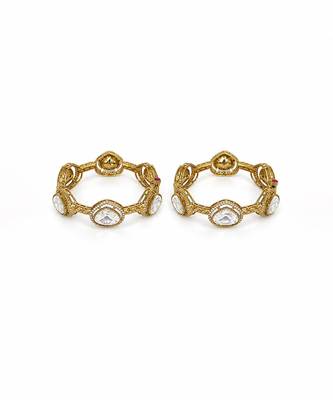 Gold plated oval moissanite polki statement bangles 2