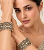 Gold plated heritage moissanite polki statement bangles
