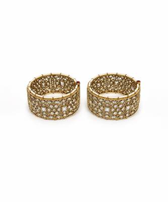Gold plated heritage moissanite polki statement bangles 2