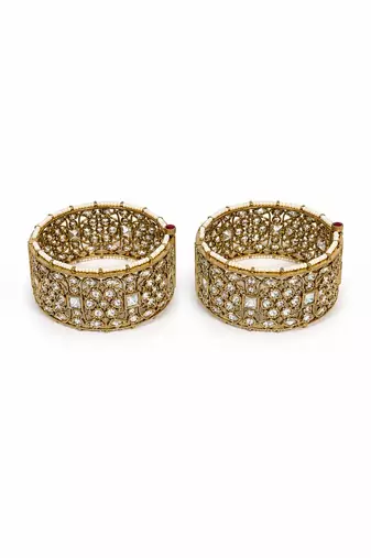Gold plated heritage moissanite polki statement bangles