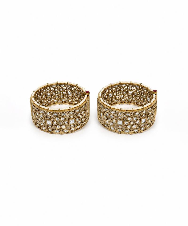Gold plated heritage moissanite polki statement bangles