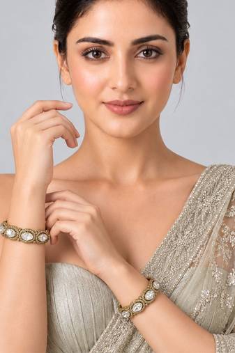Gold plated moissanite polki stone bangles