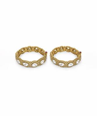Gold plated moissanite polki stone bangles 2