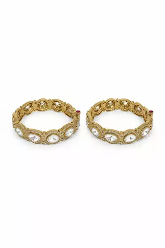 Gold plated moissanite polki stone bangles