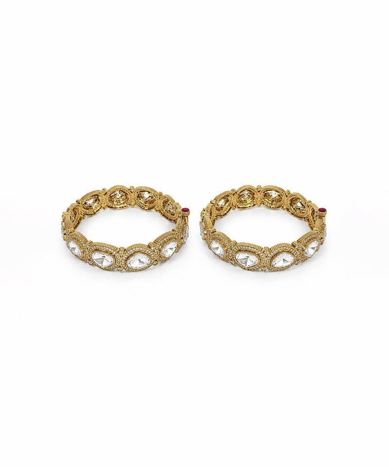 Gold plated moissanite polki stone bangles