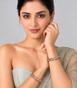 Gold plated classic moissanite polki link bangles