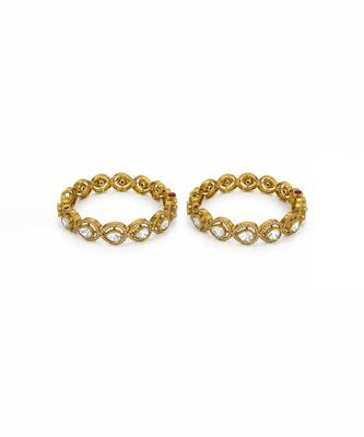 Gold plated classic moissanite polki link bangles 2