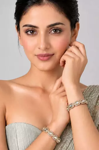 Gold plated moissanite polki statement bangles