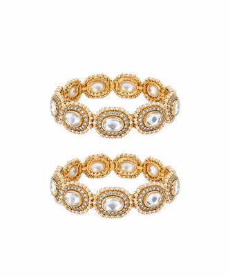 Gold plated moissanite polki statement bangles 2