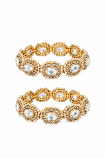 Gold plated moissanite polki statement bangles