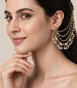 Gold plated kundan pearl earchain