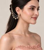 Gold plated kundan pearl layered earchain
