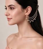 Gold plated kundan pearl cascade earchain