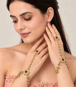 Gold plated kundan pearl chain haath phool
