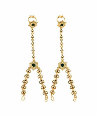 Gold plated kundan pearl chain haath phool 2