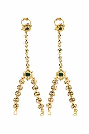 Gold plated kundan pearl chain haath phool