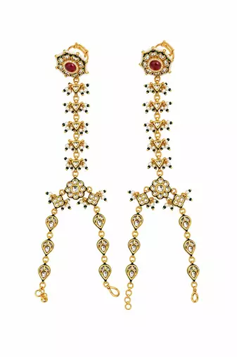 Gold plated kundan pearl chain haath phool