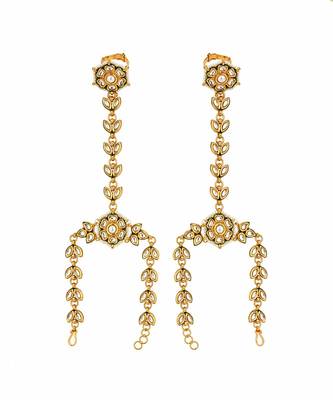 Gold plated kundan pearl leaf haath phool 2