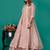Beige embroidered mul chanderi long gown set of 2