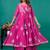 Fuschia embroidered mul chanderi long gown set of 2