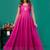 Fuschia embroidered mul chanderi long gown set of 2
