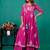 Fuschia embroidered mul chanderi long gown set of 2
