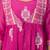 Fuschia embroidered mul chanderi long gown set of 2