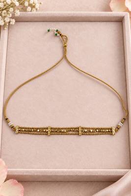 Antique gold-tone bar choker with geometric detailing 2