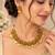 Antique gold-tone floral coin necklace set with matching earrings