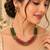 Gold-tone floral necklace set with green and pink beads