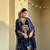 Navy blue velvet kurti pant set