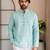 Green color smart designer printed short kurta for men's festive looks
