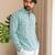 Green color smart designer printed short kurta for men's festive looks