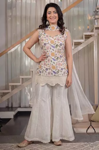 Off white designer fendi crush top sharara palazzo set