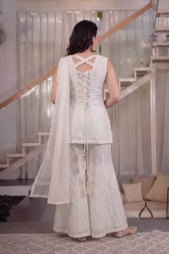 Off white designer fendi crush top sharara palazzo set