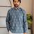 Blue color smart designer printed short kurta for men's festive looks