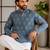 Blue color smart designer printed short kurta for men's festive looks