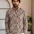 Grey color smart designer printed short kurta for men's festive looks