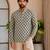 Green color smart designer printed short kurta for men's festive looks