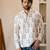 Ethnic cream color swiss linen fabric designer printed casual short kurta for men's
