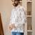 Ethnic cream color swiss linen fabric designer printed casual short kurta for men's